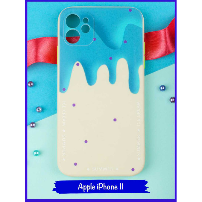 Чехол дизайнерский Icecream для Apple Iphone 11. Голубой.