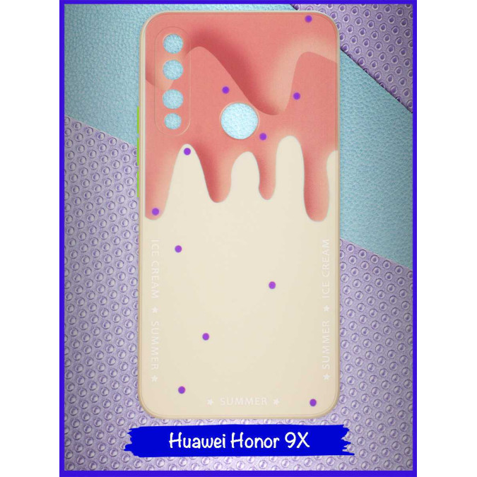 Чехол дизайнерский Icecream для Huawei Honor 9X / Huawei P Smart Z / Huawei Y9s / Huawei Y9 Prime 2019. Персиковый.