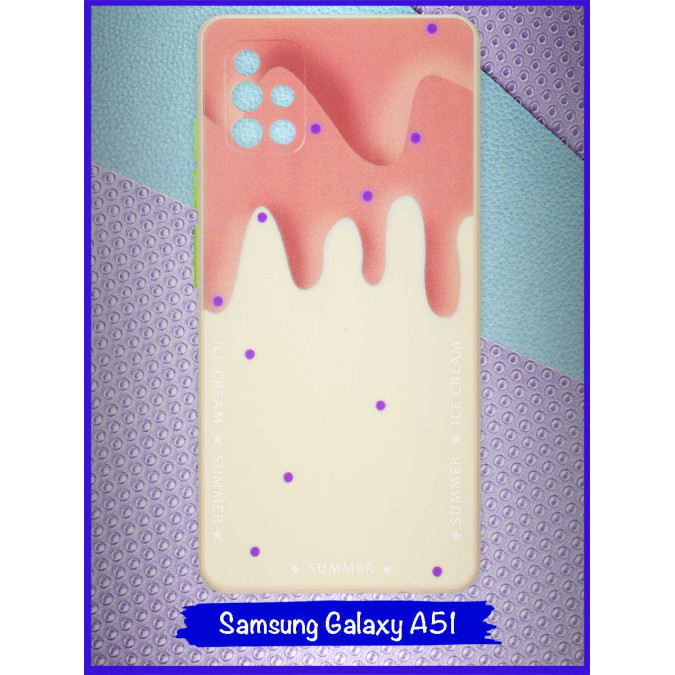 Чехол дизайнерский Icecream для Samsung Galaxy A51. Персиковый.