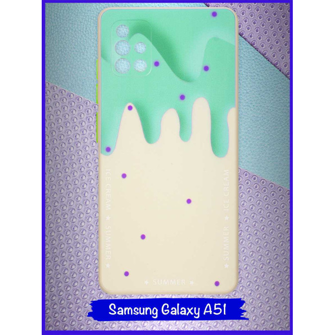 Чехол дизайнерский Icecream для Samsung Galaxy A51. Зеленый.