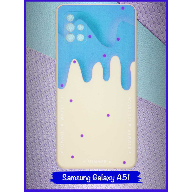 Чехол дизайнерский Icecream для Samsung Galaxy A51. Голубой.