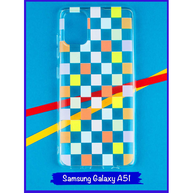 Чехол дизайнерский для Samsung Galaxy A51. Цветная клетка.