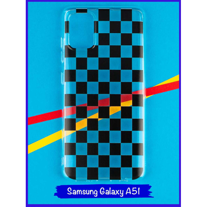 Чехол дизайнерский для Samsung Galaxy A51. Черно-белая клетка.