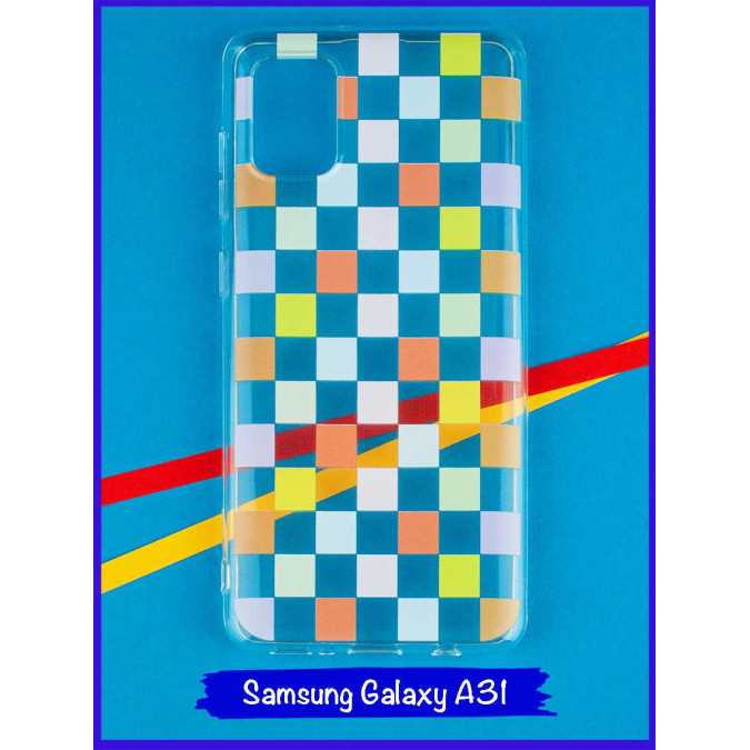 Чехол дизайнерский для Samsung Galaxy A31. Цветная клетка.