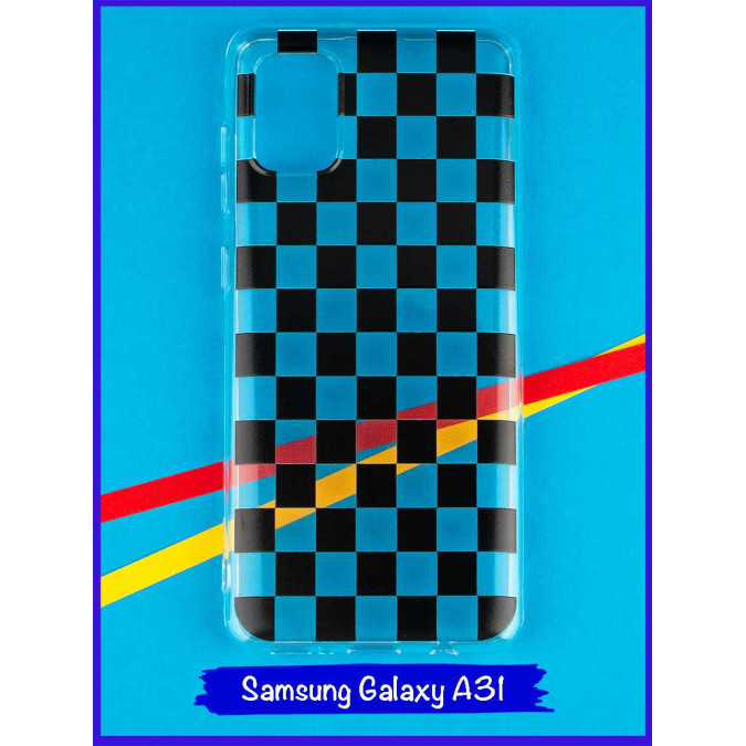 Чехол дизайнерский для Samsung Galaxy A31. Черно-белая клетка.