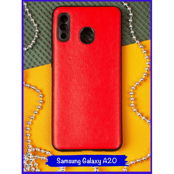 Чехол для Samsung Galaxy A20 / Samsung Galaxy A30. Экокожа. Красный.