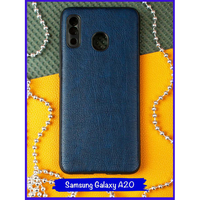 Чехол для Samsung Galaxy A20 / Samsung Galaxy A30. Экокожа. Темно-синий.