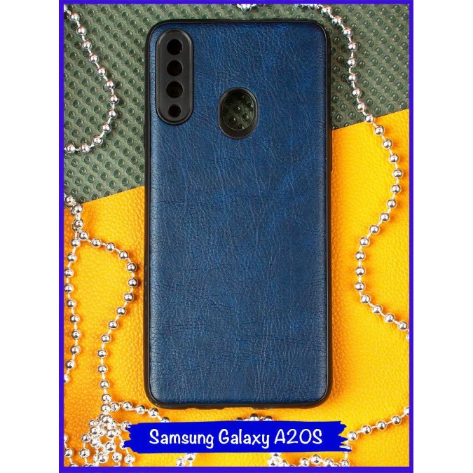 Чехол для Samsung Galaxy A20S (A207). Экокожа. Темно-синий.