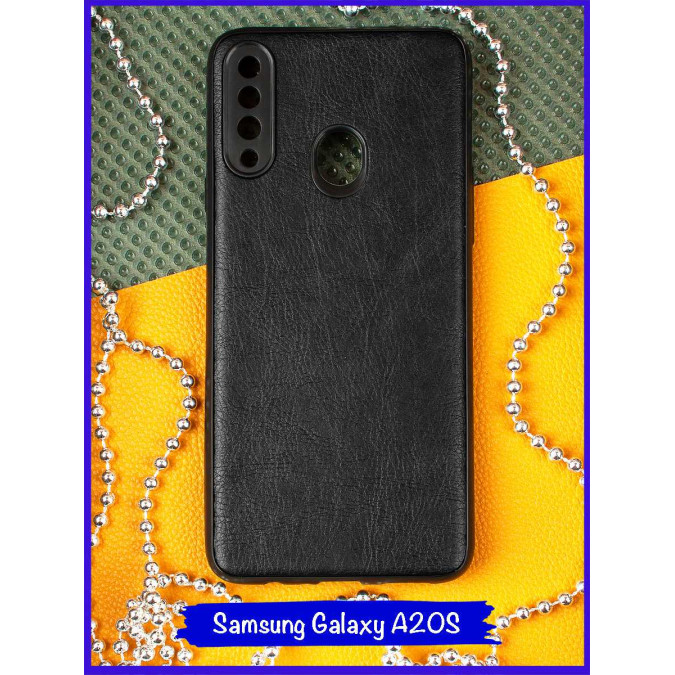 Чехол для Samsung Galaxy A20S (A207). Экокожа. Черный.