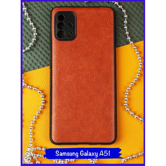 Чехол для Samsung Galaxy A51. Экокожа. Коричневый.