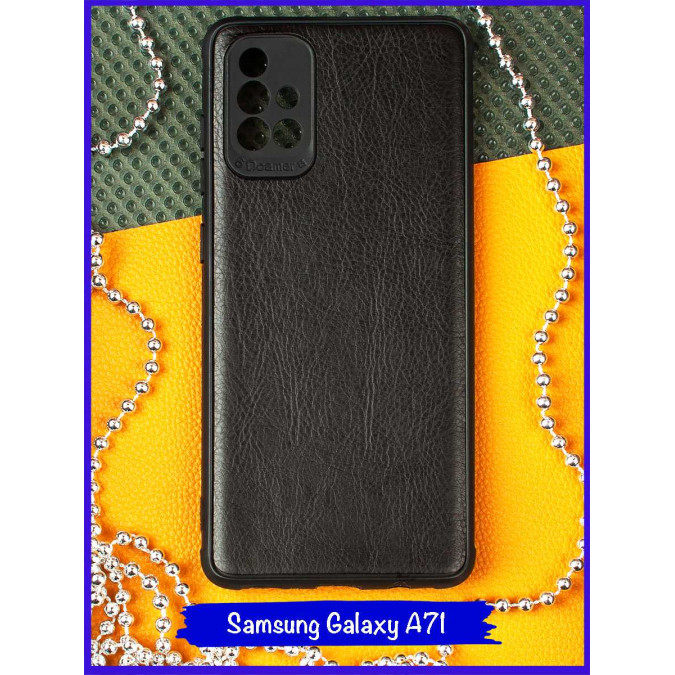 Чехол для Samsung Galaxy A71. Экокожа. Черный.