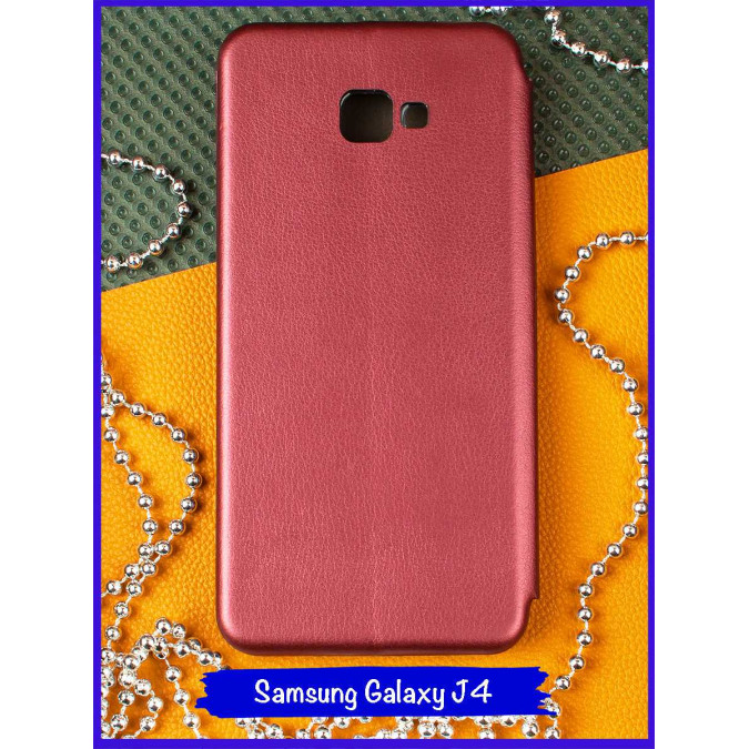 Чехол-книжка для Samsung Galaxy J4 Core (SM-J410F) / Samsung Galaxy J4 Plus 2018. Бордовый.