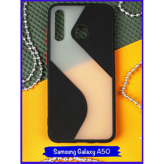 Чехол для Samsung Galaxy A20 / A30. Цветной-полупрозрачный. Черный.