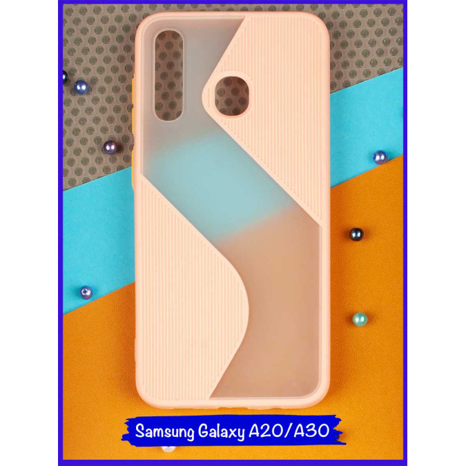 Чехол для Samsung Galaxy A20 / A30. Цветной-полупрозрачный. Персиковый.