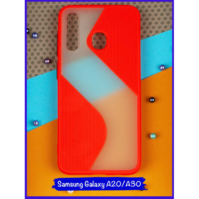 Чехол для Samsung Galaxy A20 / A30. Цветной-полупрозрачный. Красный.