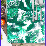 Коврик для сушки посуды. Джунгли. Белый / зеленый. Коврик для сушки посуды. Джунгли. Белый / зеленый.