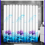 Штора для ванной. Рыбки. С кольцами.