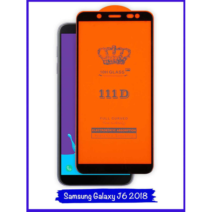 Стекло для Samsung Galaxy J6 2018 / Samsung Galaxy A6 2018. Black. 111D.