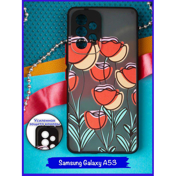 Чехол дизайнерский для Samsung Galaxy A53. Тюльпаны.