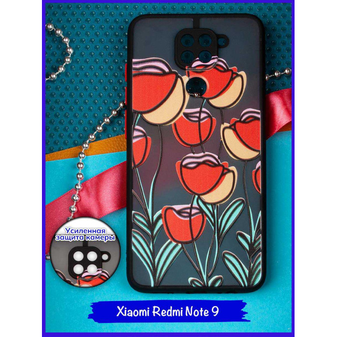 Чехол дизайнерский для Xiaomi Redmi Note 9 / Xiaomi Redmi 10X 4G / Xiaomi Redmi 10X PRO 4G. Тюльпаны.