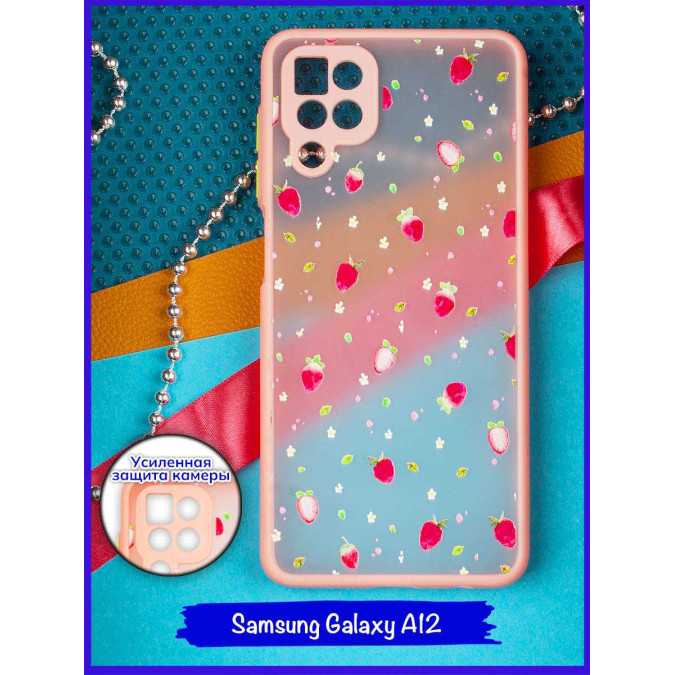 Чехол дизайнерский для Samsung Galaxy A12. Земляника.