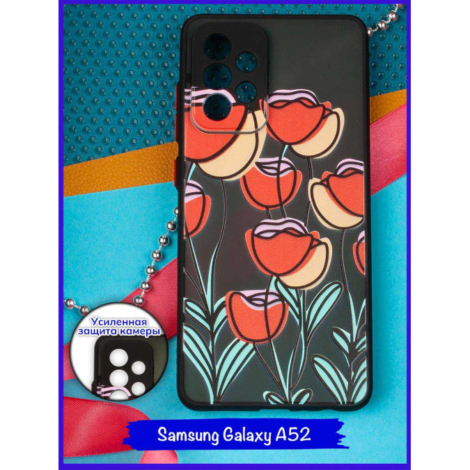 Чехол дизайнерский для Samsung Galaxy A52. Тюльпаны.