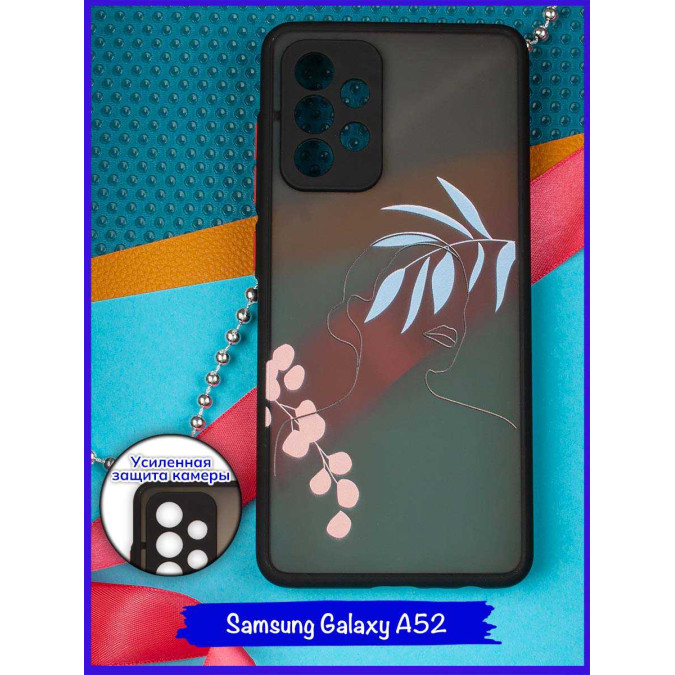 Чехол дизайнерский для Samsung Galaxy A52. Девушка (ветка розовая и голубая).