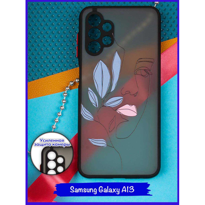 Чехол дизайнерский для Samsung Galaxy A13. Девушка с розовыми губами (ветка).