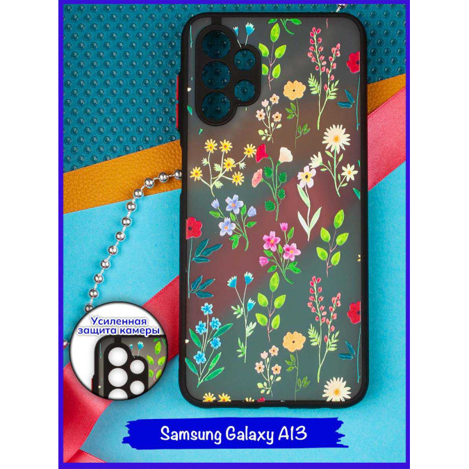 Чехол дизайнерский для Samsung Galaxy A13. Разные цветы.