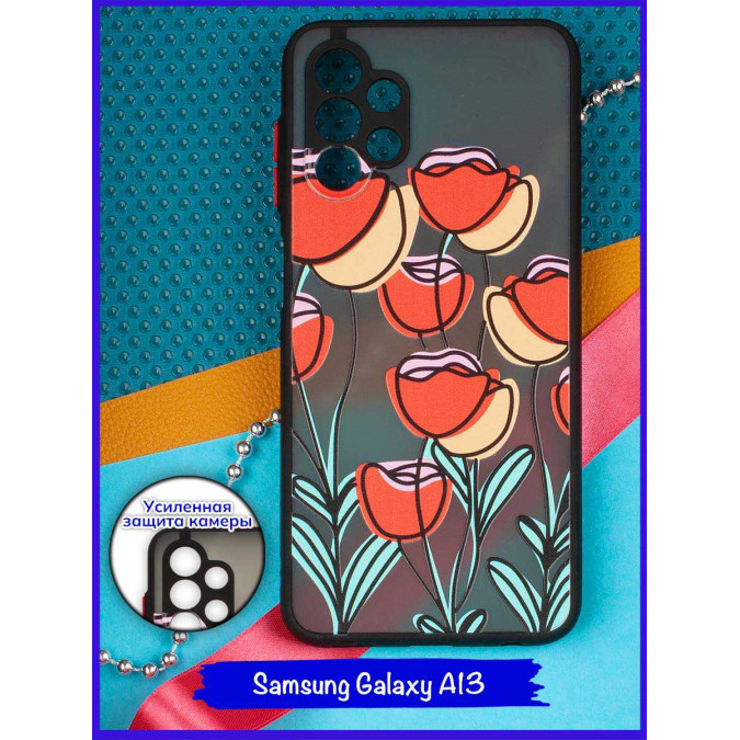 Чехол дизайнерский для Samsung Galaxy A13. Тюльпаны.