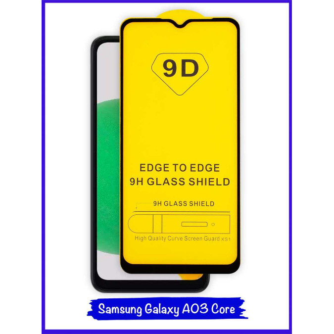 Стекло защитное для телефона Samsung Galaxy A03 Core. 9D. Black.