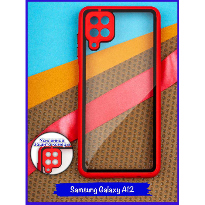 Чехол дизайнерский для Samsung Galaxy A12. Красная рамка.