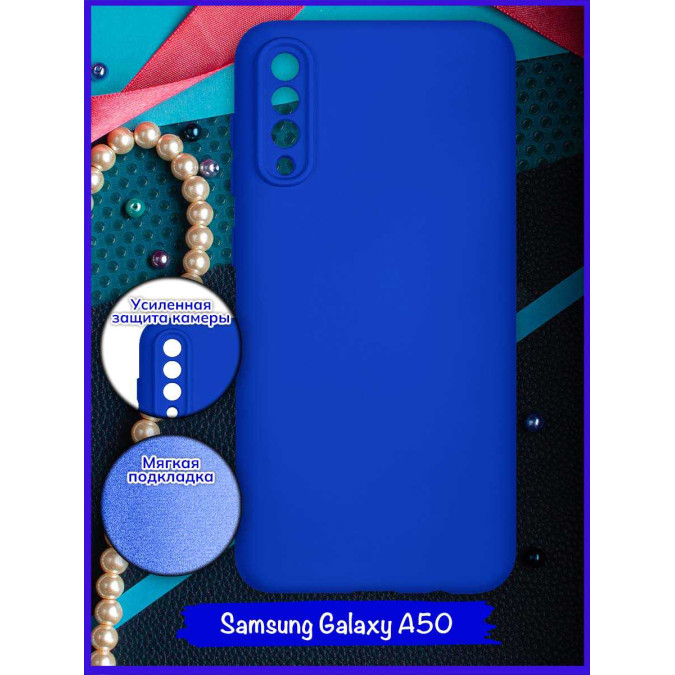 Чехол для Samsung Galaxy A50. Soft touch premium. Ярко-синий.