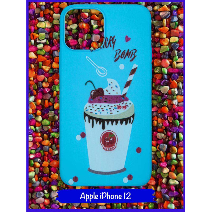 Чехол дизайнерский для Apple Iphone 12 6.1. Cherry bomb (Ice cream).