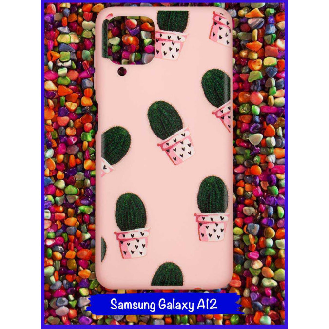 Чехол дизайнерский для Samsung Galaxy A12. Кактус в горшке.