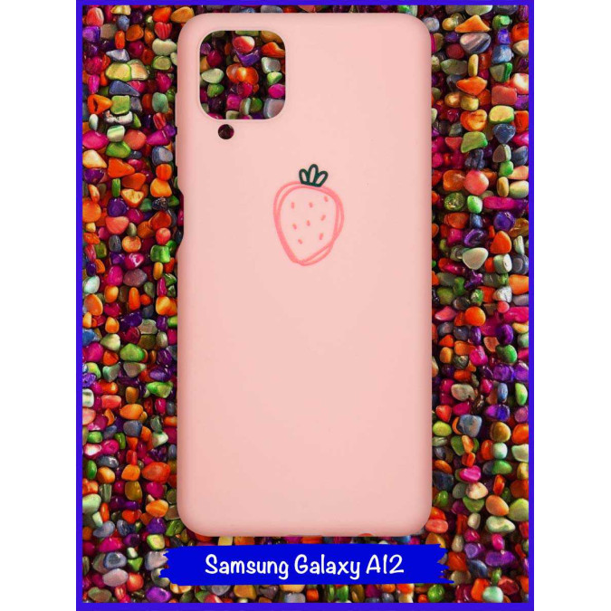 Чехол дизайнерский для Samsung Galaxy A12. Клубничка.