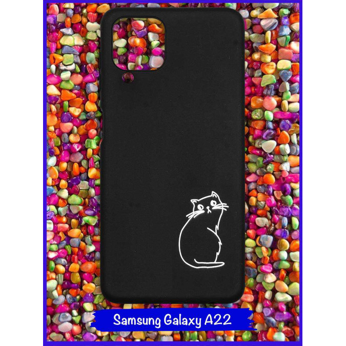 Чехол дизайнерский для Samsung Galaxy A22. Кот (большой / сидит внизу).