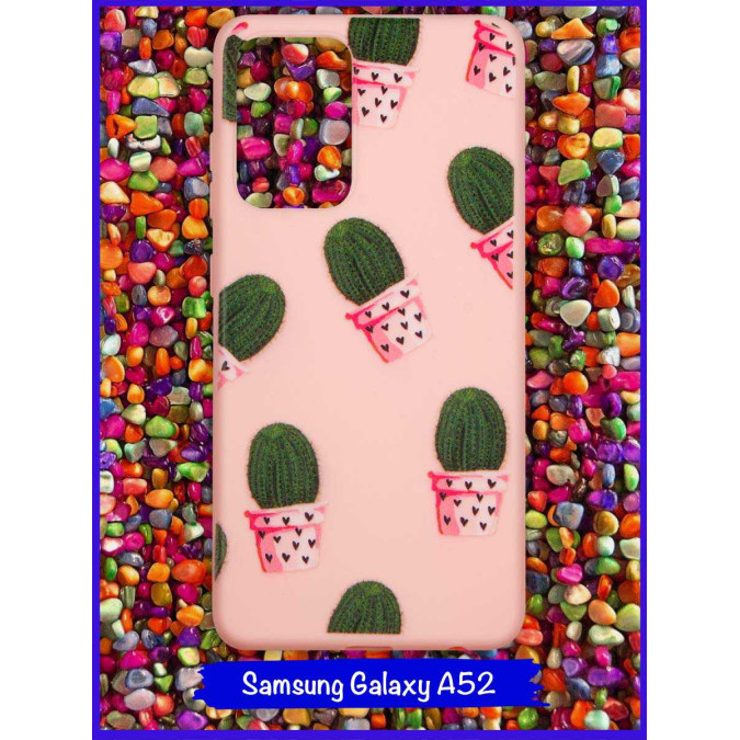 Чехол дизайнерский для Samsung Galaxy A52. Кактус в горшке.