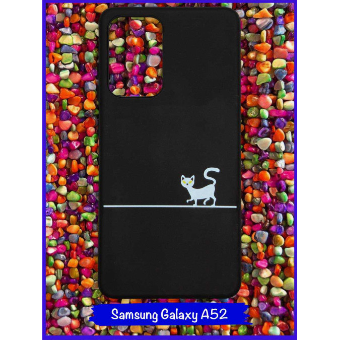 Чехол дизайнерский для Samsung Galaxy A52. Кот (идет / желтые глаза).