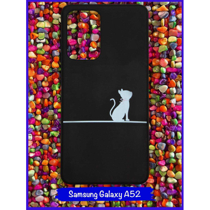 Чехол дизайнерский для Samsung Galaxy A52. Кошка (сидит / с бантиком).