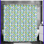 Штора для ванной. Много рыбов. С кольцами.