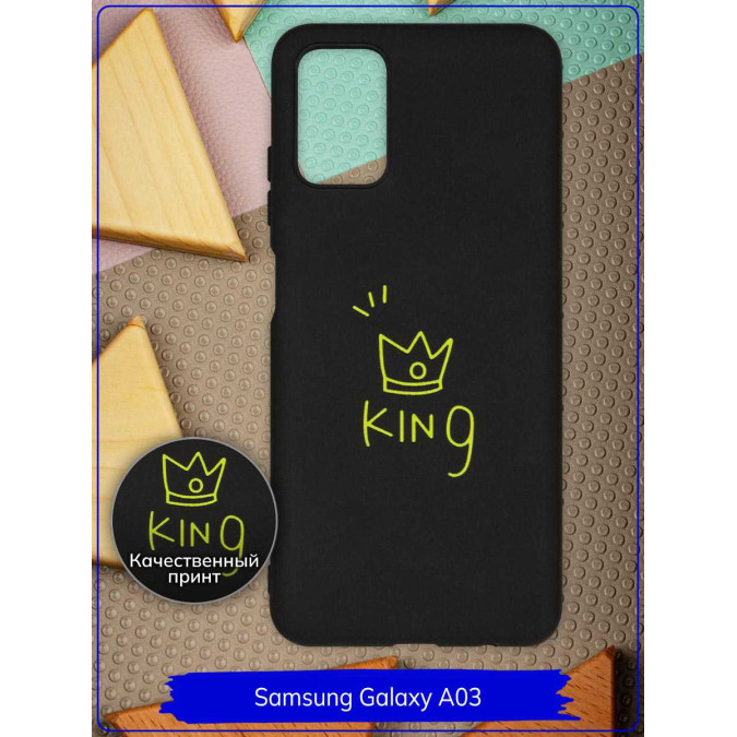 Чехол дизайнерский для Samsung Galaxy A03S. King. Черный.