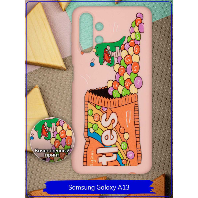 Чехол дизайнерский для Samsung Galaxy A13. Skittles. Розовый.