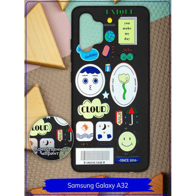 Чехол дизайнерский для Samsung Galaxy A32. You make my day. Черный.