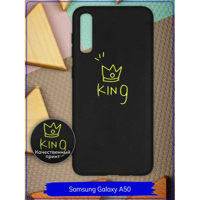 Чехол дизайнерский для Samsung Galaxy A50. King. Черный.