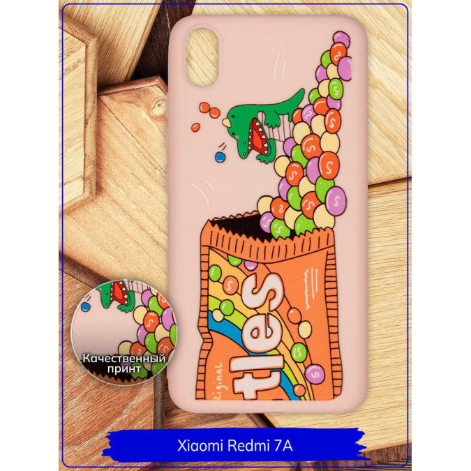 Чехол дизайнерский для Xiaomi Redmi 7A. Skittles. Розовый.