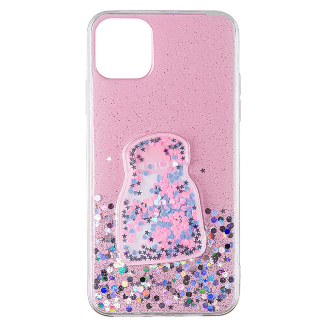 Чехол силиконовый дизайнерский. Glitter. Lovely. Прозрачный. Apple Iphone 11