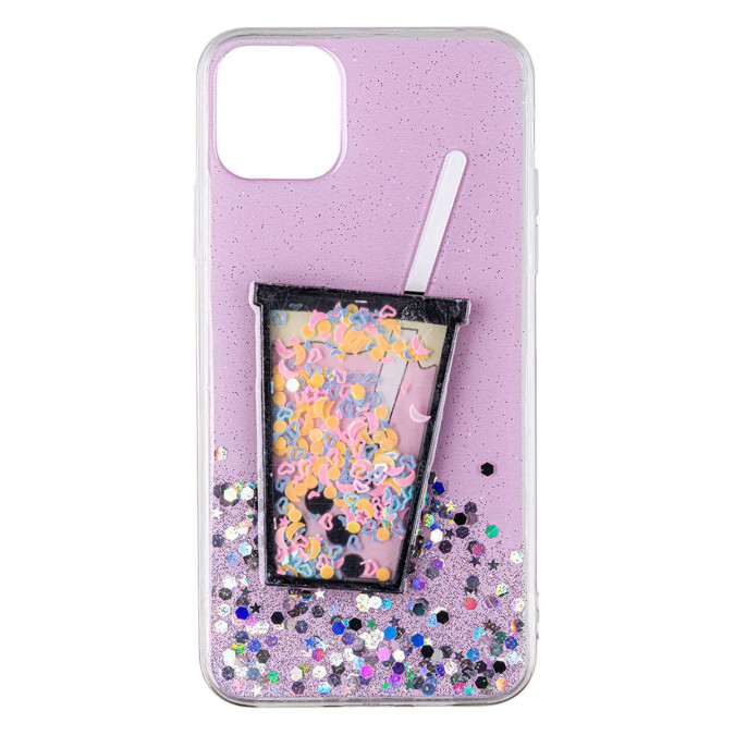 Чехол силиконовый дизайнерский. Glitter. Shake. Прозрачный. Apple Iphone 11