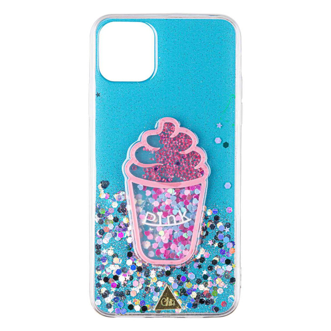 Чехол силиконовый дизайнерский. Glitter. Ice cream. Прозрачный. Apple Iphone 11