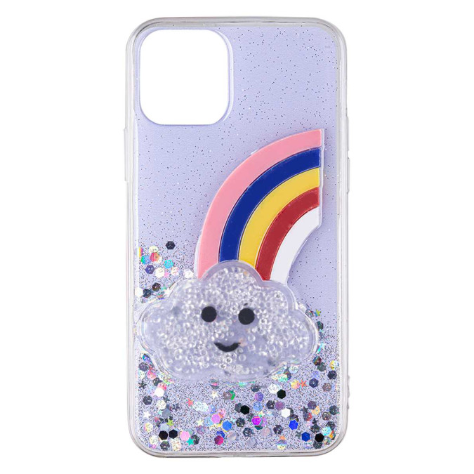 Чехол силиконовый дизайнерский. Glitter. Rainbow. Прозрачный. Apple Iphone 11 Pro